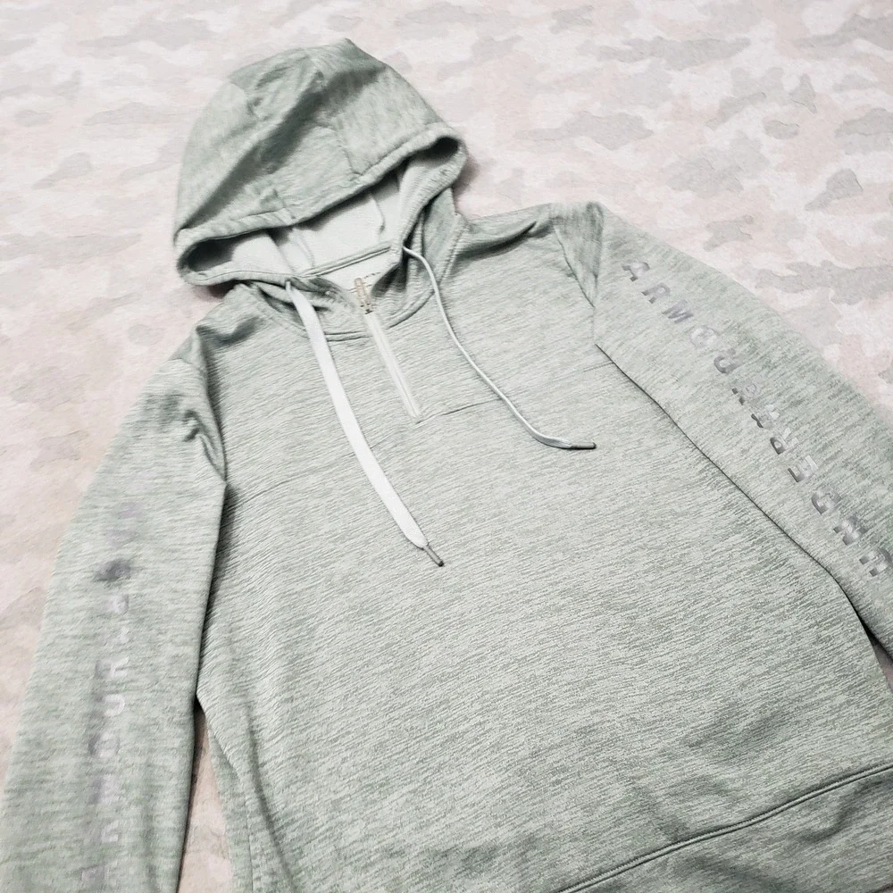 Under Armour Sweatshirt Mens Large Green ColdGear Hoodie Outdoors Pullover